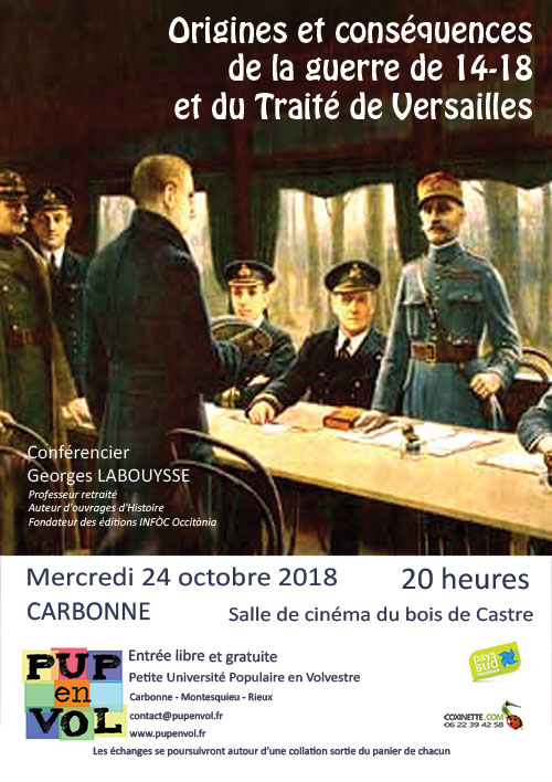 Origines et conséquences de la guerre de 14-18 et du Traité de Versailles